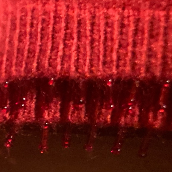 Tian Collection Red Knit Sweater with Sequins Front & Beaded Hem - Picture 10 of 16